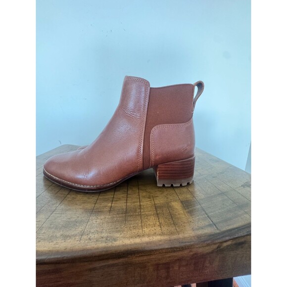 Madewell Womens Rosie Boots Size 8.5 Cognac Tan Leather Block Heel Ankle Booties - Picture 3 of 13